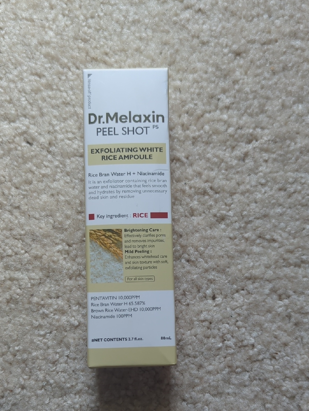 Dr. Melaxin Peel Shot Exfoliating White Rice Ampoule - White & Pale Yellow